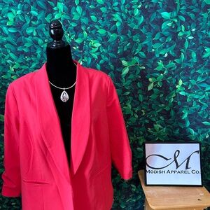 Coral 3/4 Sleeve Cropped Blazer